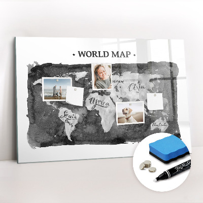 Beschreibbare magnettafel küche Retro-Weltkarte