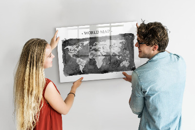 Beschreibbare magnettafel küche Retro-Weltkarte
