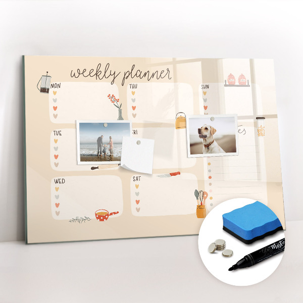 Beschreibbare magnettafel Wochenplaner