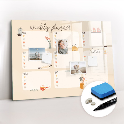 Beschreibbare magnettafel Wochenplaner