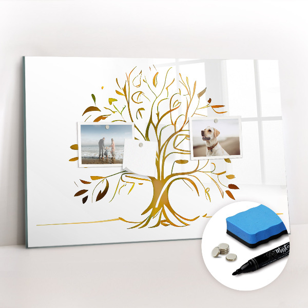 Beschreibbare magnettafel Goldener Baum