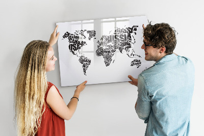 Beschreibbare magnettafel küche Weltkarte mit Inschriften