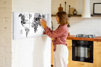 Beschreibbare magnettafel küche Weltkarte mit Inschriften