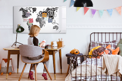 Beschreibbare magnettafel küche Weltkarte mit Inschriften