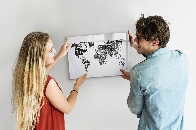 Beschreibbare magnettafel küche Weltkarte mit Inschriften