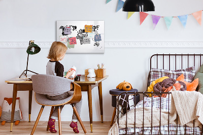 Magnettafel mit Marker Weltkarte mit Inschriften