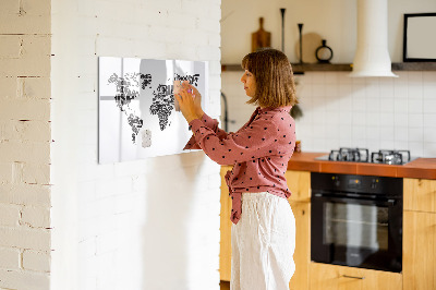 Beschreibbare magnettafel küche Weltkarte mit Inschriften
