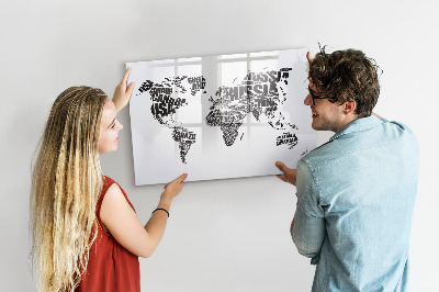 Beschreibbare magnettafel küche Weltkarte mit Inschriften