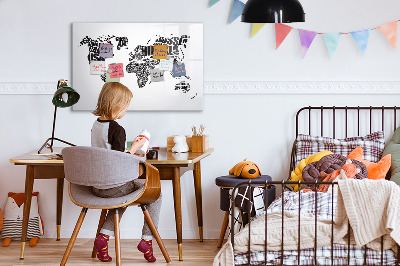 Beschreibbare magnettafel küche Weltkarte mit Inschriften