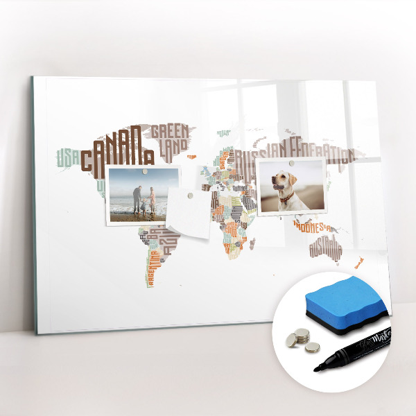 Beschreibbare magnettafel küche Karte mit bunten Buchstaben
