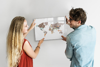 Beschreibbare magnettafel küche Karte mit bunten Buchstaben
