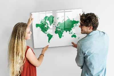 Beschreibbare magnettafel Grüne Weltkarte