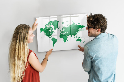 Beschreibbare magnettafel Grüne Weltkarte