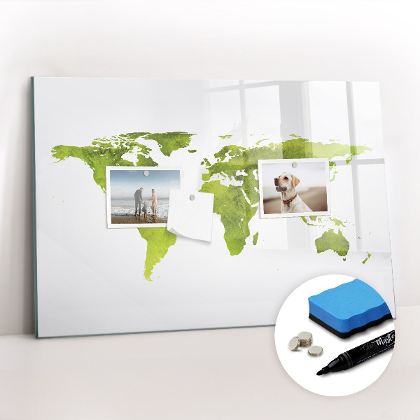 Beschreibbare magnettafel küche Aquarell-Weltkarte