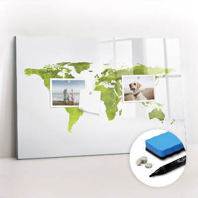 Beschreibbare magnettafel küche Aquarell-Weltkarte