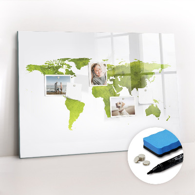 Beschreibbare magnettafel küche Aquarell-Weltkarte