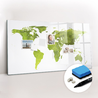 Beschreibbare magnettafel küche Aquarell-Weltkarte
