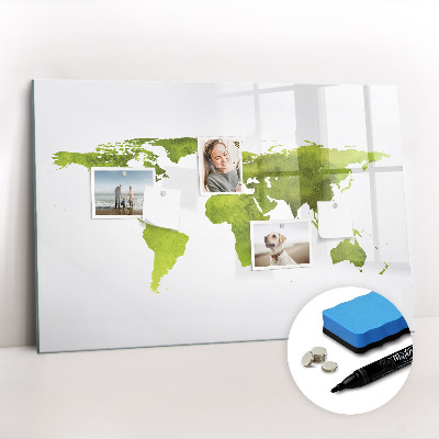 Beschreibbare magnettafel küche Aquarell-Weltkarte