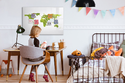 Beschreibbare magnettafel küche Aquarell-Weltkarte