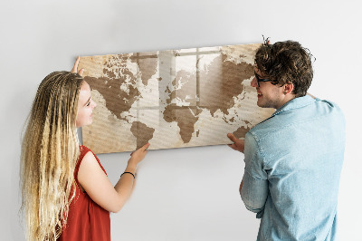 Beschreibbare magnettafel Eine gemalte Weltkarte