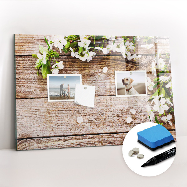 Beschreibbare magnettafel küche Blumen auf Holz