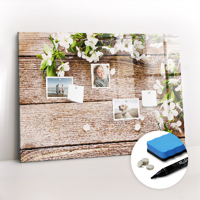 Beschreibbare magnettafel küche Blumen auf Holz