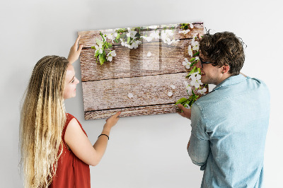 Beschreibbare magnettafel küche Blumen auf Holz