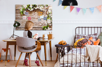 Beschreibbare magnettafel küche Blumen auf Holz