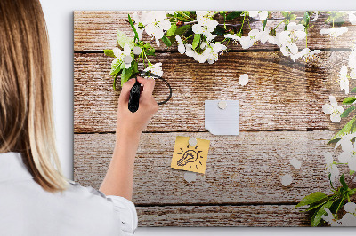 Beschreibbare magnettafel küche Blumen auf Holz