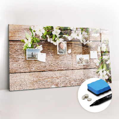 Beschreibbare magnettafel küche Blumen auf Holz