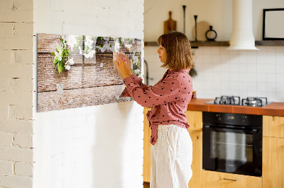 Beschreibbare magnettafel küche Blumen auf Holz