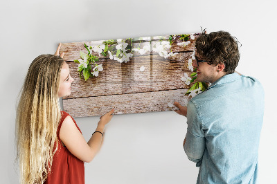 Magnetisches Zeichenbrett Blumen auf Holz