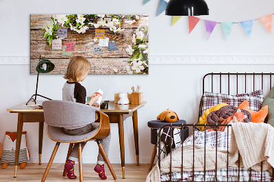 Beschreibbare magnettafel küche Blumen auf Holz