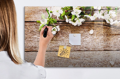 Beschreibbare magnettafel küche Blumen auf Holz