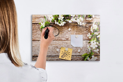 Beschreibbare magnettafel küche Blumen auf Holz
