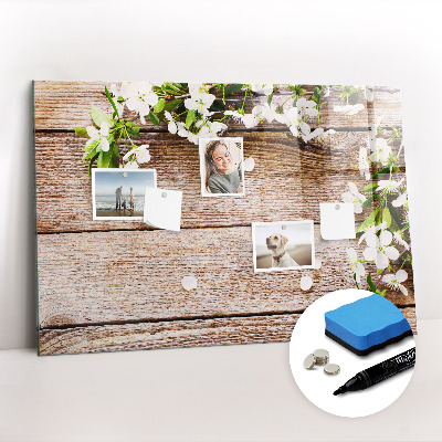 Beschreibbare magnettafel küche Blumen auf Holz