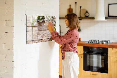 Beschreibbare magnettafel küche Blumen auf Holz