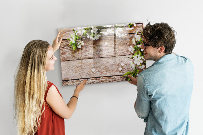 Beschreibbare magnettafel küche Blumen auf Holz