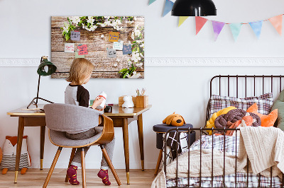 Beschreibbare magnettafel küche Blumen auf Holz