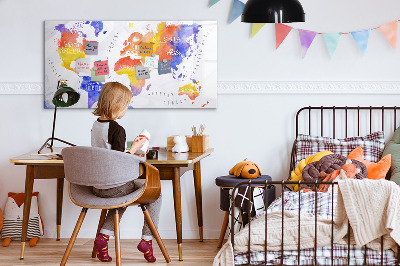 Beschreibbare magnettafel küche Aquarell-Weltkarte