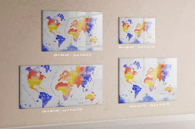 Beschreibbare magnettafel küche Aquarell-Weltkarte