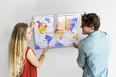 Beschreibbare magnettafel küche Aquarell-Weltkarte