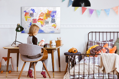 Beschreibbare magnettafel küche Aquarell-Weltkarte
