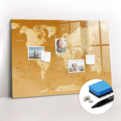 Beschreibbare magnettafel küche Weltkarte