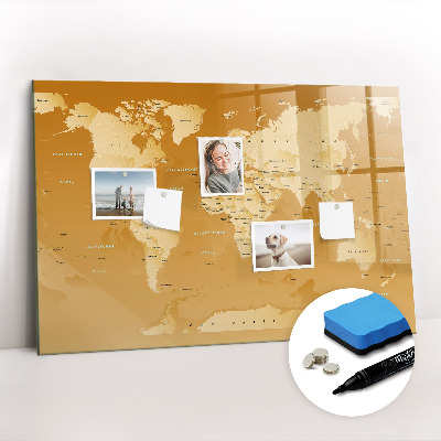 Beschreibbare magnettafel küche Weltkarte