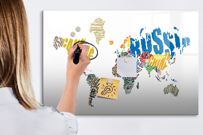 Beschreibbare magnettafel küche Text-Weltkarte