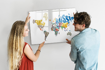 Beschreibbare magnettafel küche Text-Weltkarte