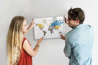 Beschreibbare magnettafel küche Text-Weltkarte