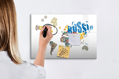 Beschreibbare magnettafel küche Text-Weltkarte