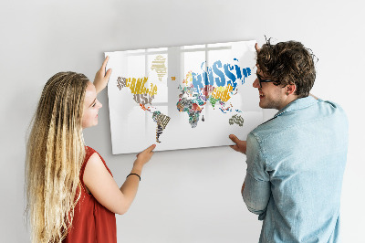 Beschreibbare magnettafel küche Text-Weltkarte